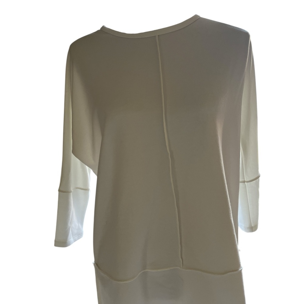 Women's white  Long-Sleeve Seam-Detail Top